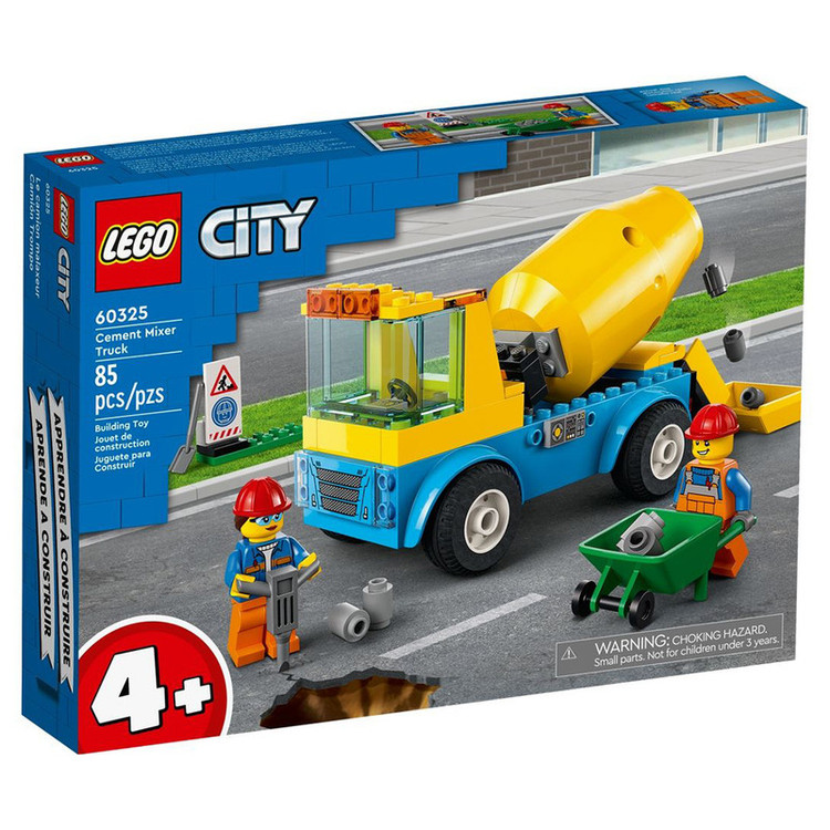 LEGO City 60325 - کامیون میکسر بتن با ۸۵ قطعه و دو مینیفیگور.