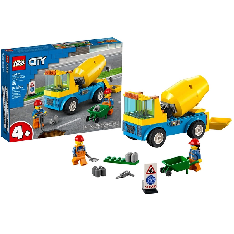 LEGO City 60325 - کامیون میکسر بتن با ۸۵ قطعه و دو مینی‌فیگور.