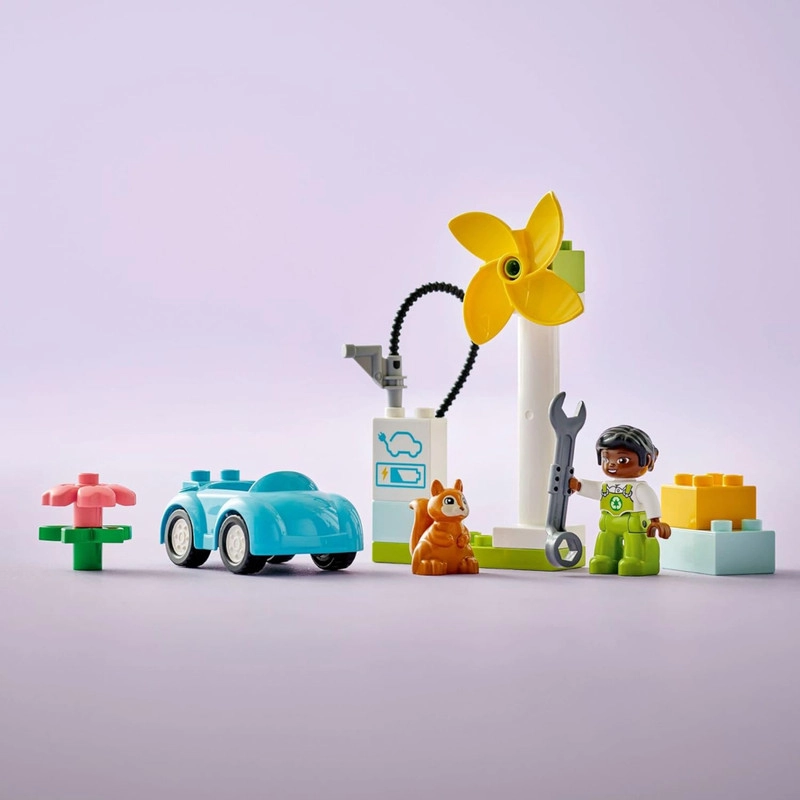 لگو DUPLO 10985 - توربین بادی شهر با فیگور کودک، ماشین زباله و آموزش انرژی پاک.
