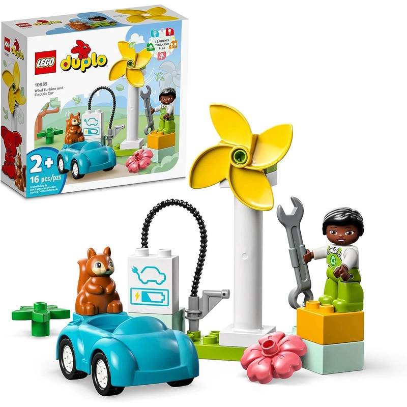 لگو DUPLO 10985 - توربین بادی شهر با فیگور کودک، ماشین زباله و آموزش انرژی پاک.